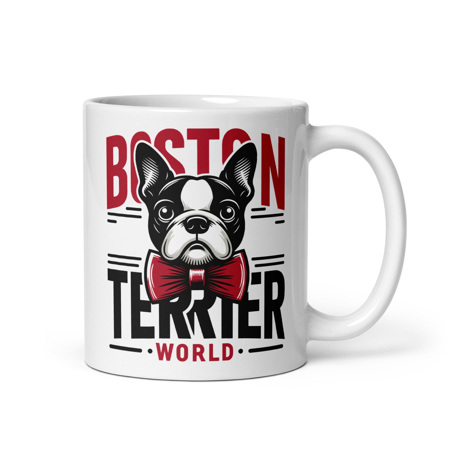 Boston Terrier World White Glossy Mug