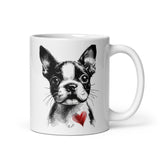 Boston Terrier Heart White Glossy Mug