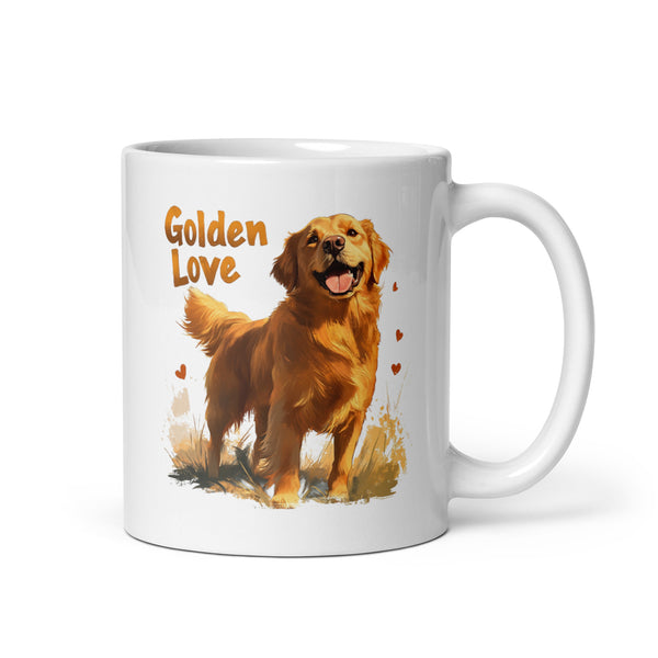 Golden Retriever Love White Glossy Mug