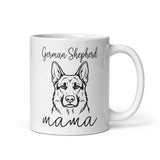 German Shepherd Mama Mode White Glossy Mug . 11 oz