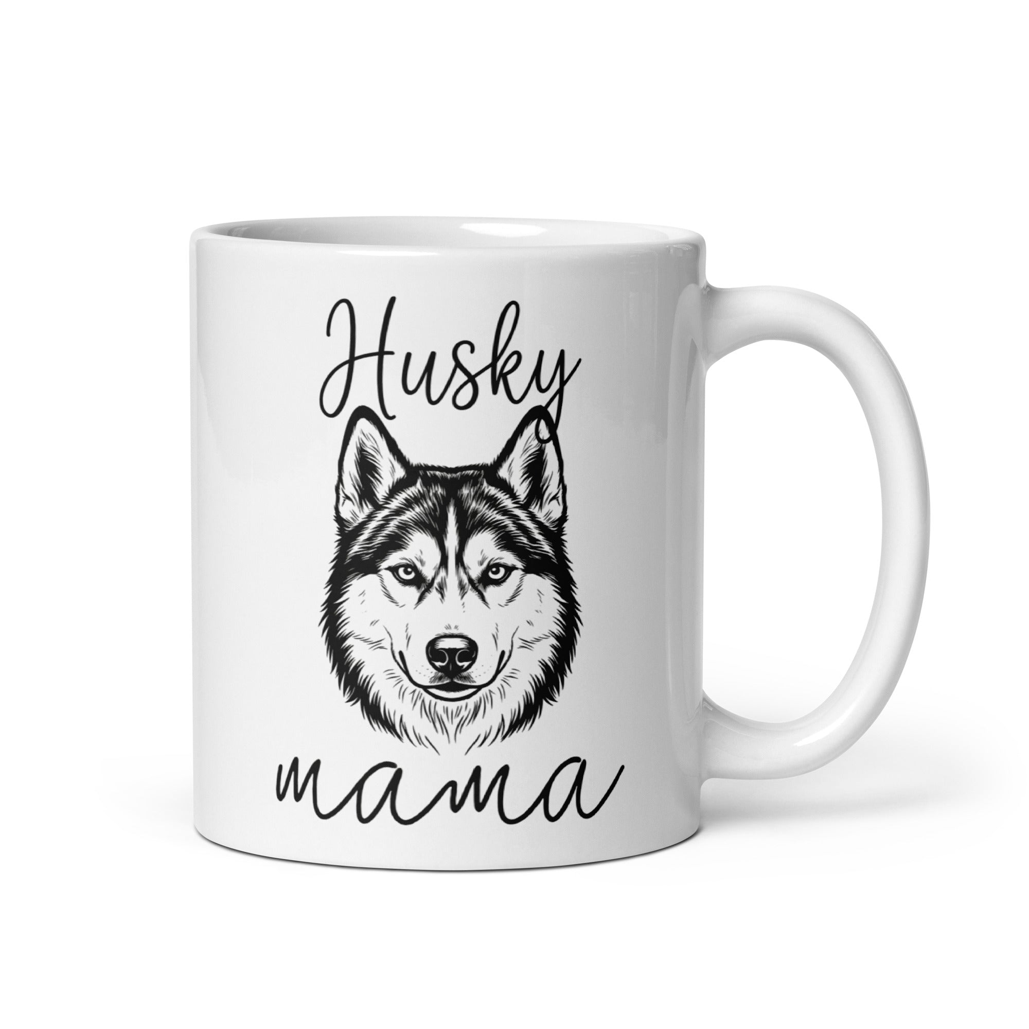 Husky Mama Mode White Glossy Mug . 11 oz