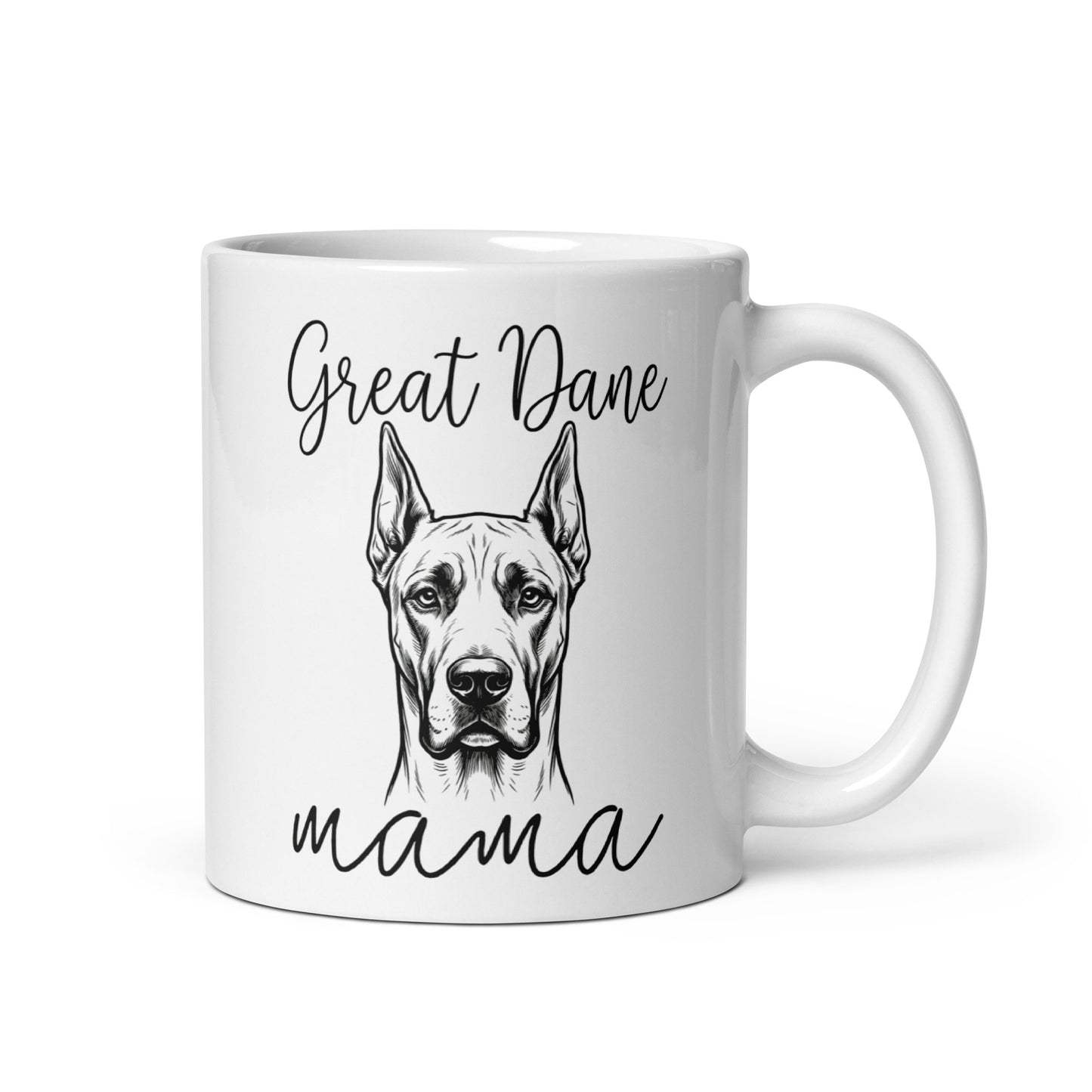 Great Dane Mama Mode White Glossy Mug . 11 oz
