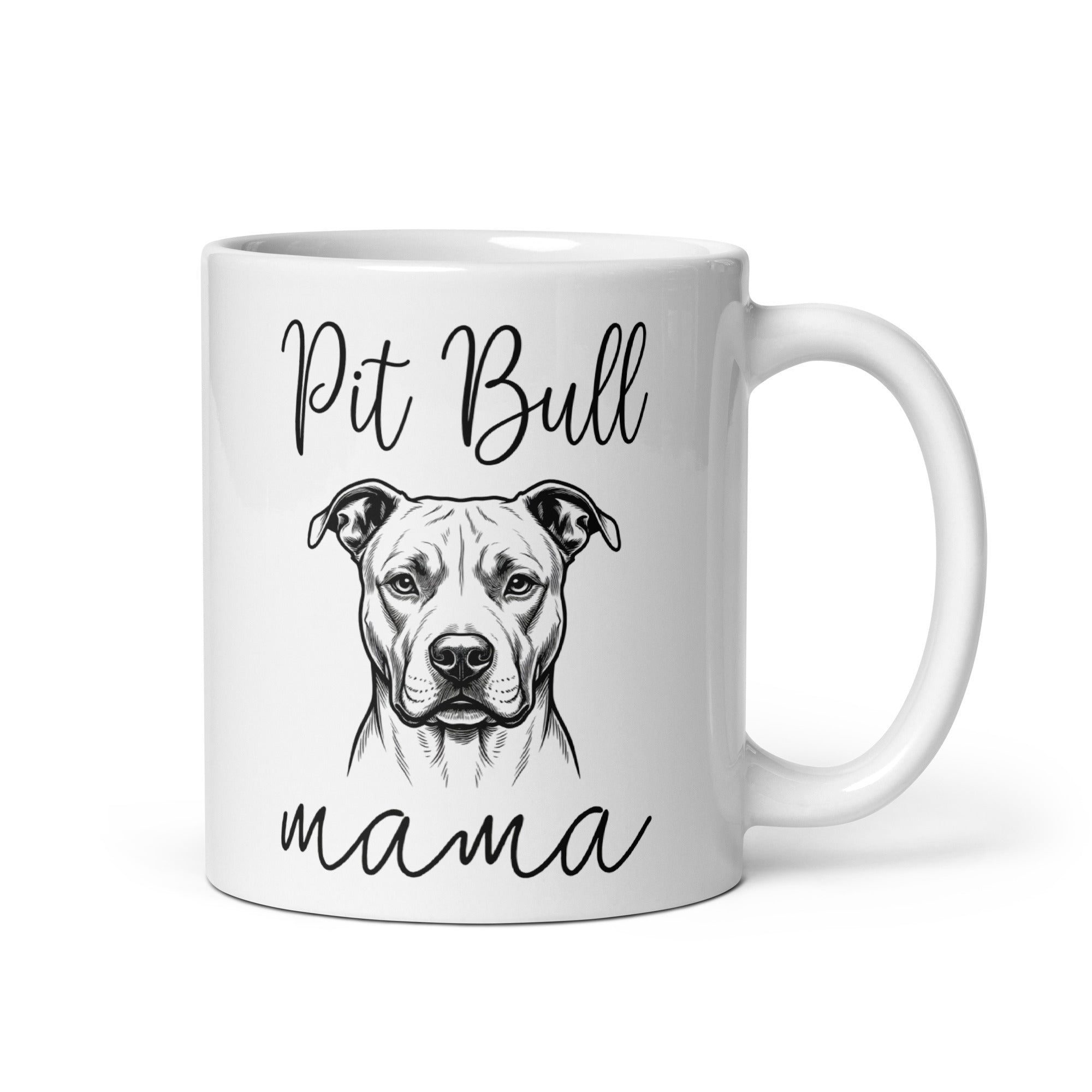 Pit Bull Mama Mode White Glossy Mug . 11 oz