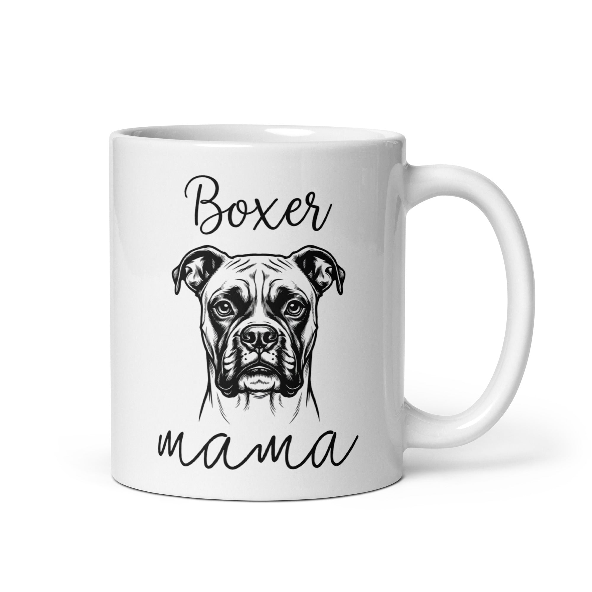 Boxer Mama Mode White Glossy Mug . 11 oz