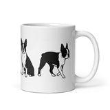 4 Boston Terrier Poses White Glossy Mug . 11 oz