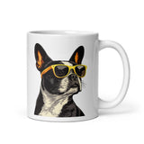 Too Cool Boston Terrier Dog White Glossy Mug . 11 oz