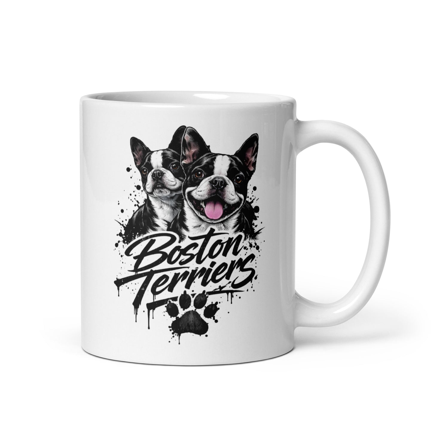 Boston Terriers Graffiti Streetwear White Glossy Mug . 11 oz