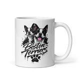 Boston Terriers Graffiti Streetwear White Glossy Mug . 11 oz