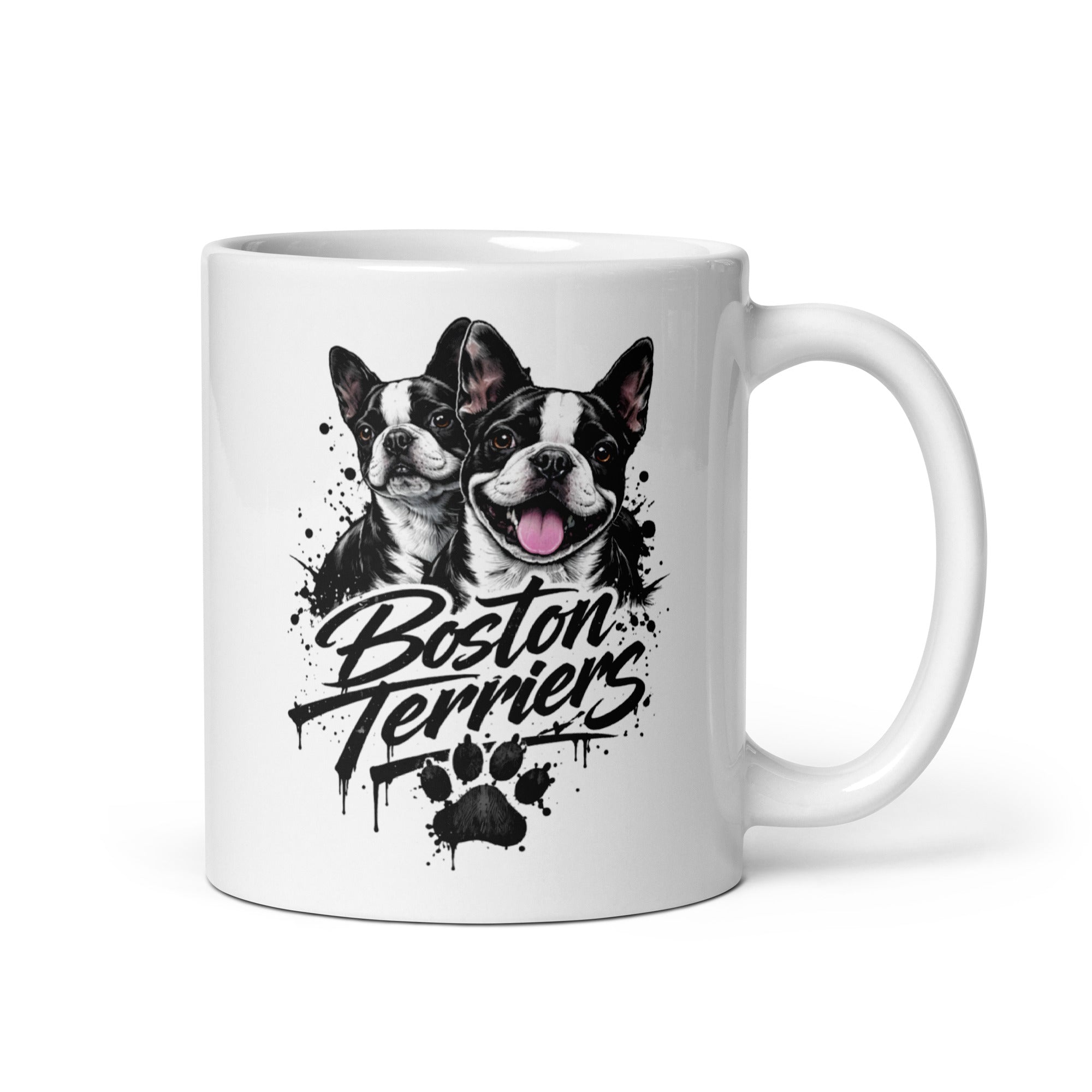 Boston Terriers Graffiti Streetwear White Glossy Mug . 11 oz