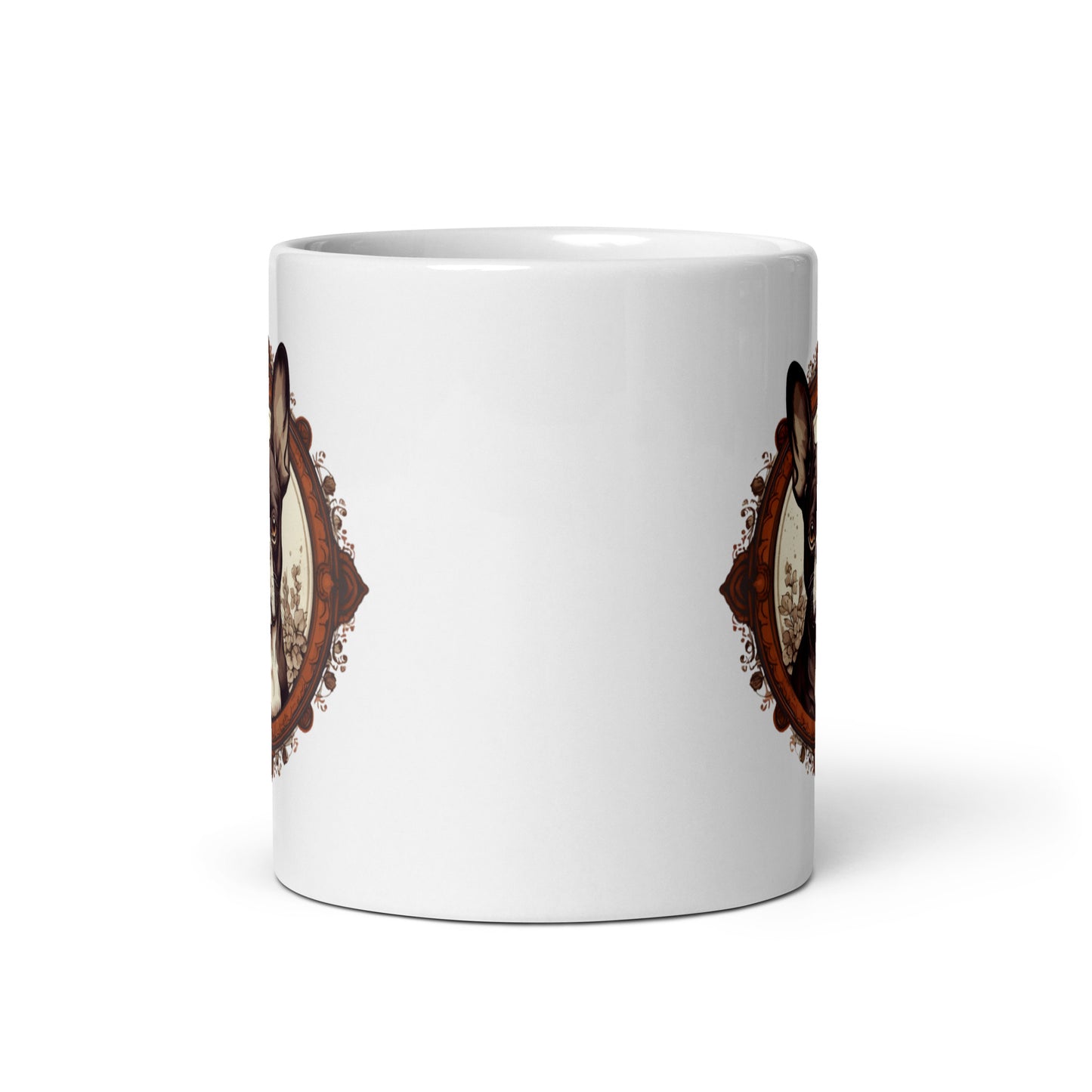 Vintage-Inspired Red Brown Boston Terrier White Glossy Mug