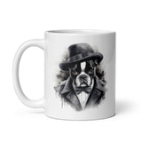 Boston Terrier Gentleman on White Glossy Mug