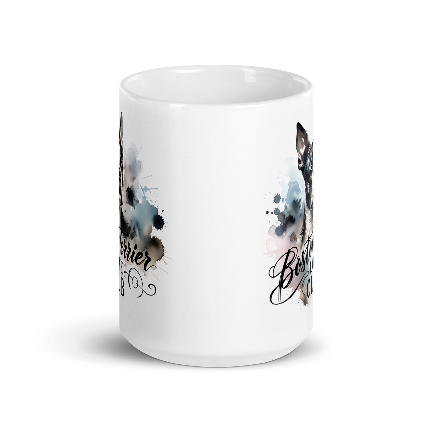 Elegant Watercolor Boston Terrier Art White Glossy Mug - Boston Terrier Love Club