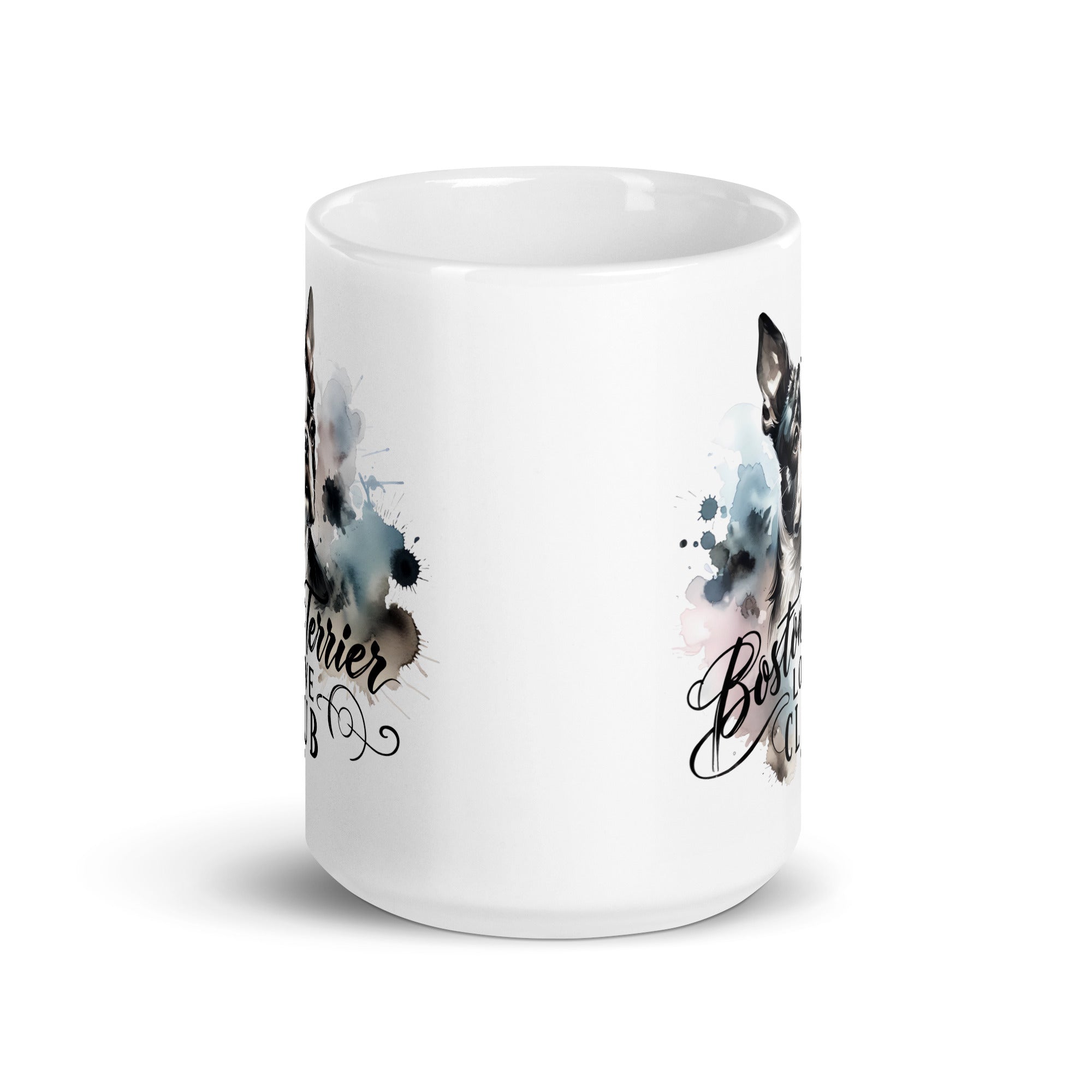 Elegant Watercolor Boston Terrier Art White Glossy Mug - Boston Terrier Love Club