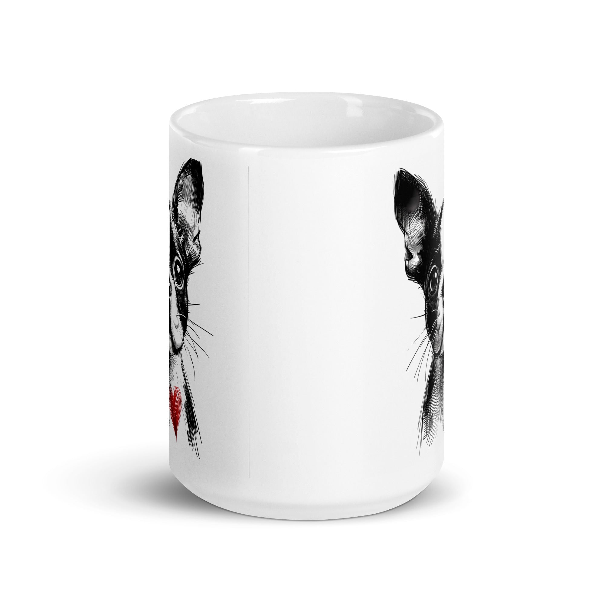 Boston Terrier Heart White Glossy Mug