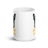 Boston Terrier Dog Sugar Skull White Glossy Mug .