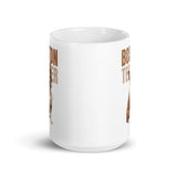 Brown Boston Terrier Dog White Glossy Mug .