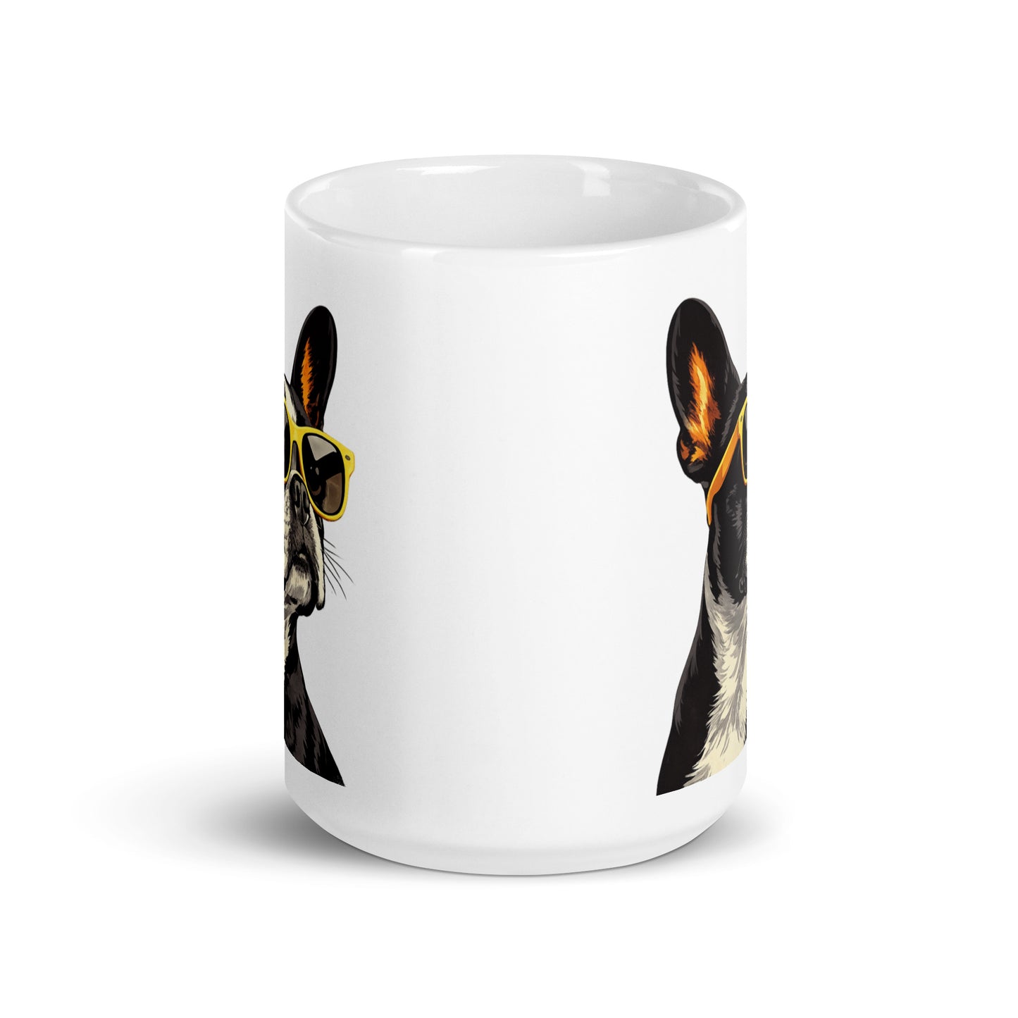 Too Cool Boston Terrier Dog White Glossy Mug .