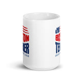 Boston Terrier American Flag White Glossy Mug – 4th of July Patriotic Dog Mug | USA 250th Birthday Mug .