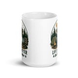 Life Is Better Around the Campfire Boston Terrier Mug, Camping Dog Lover White Glossy Mug .