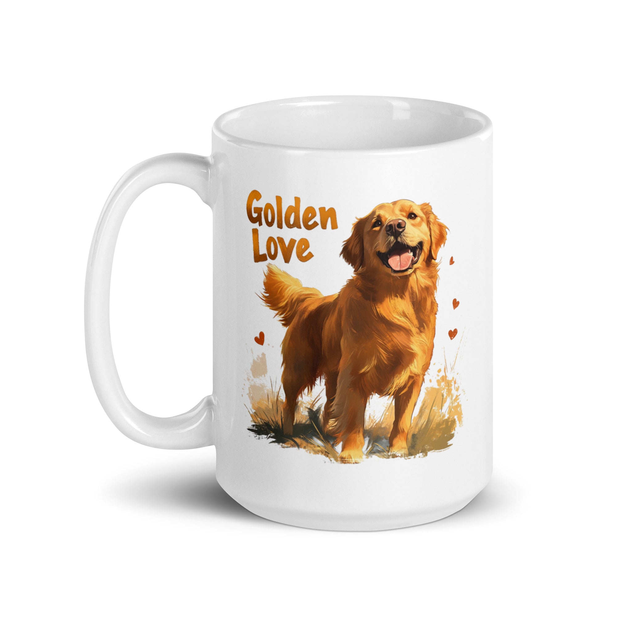 Golden Retriever Love White Glossy Mug