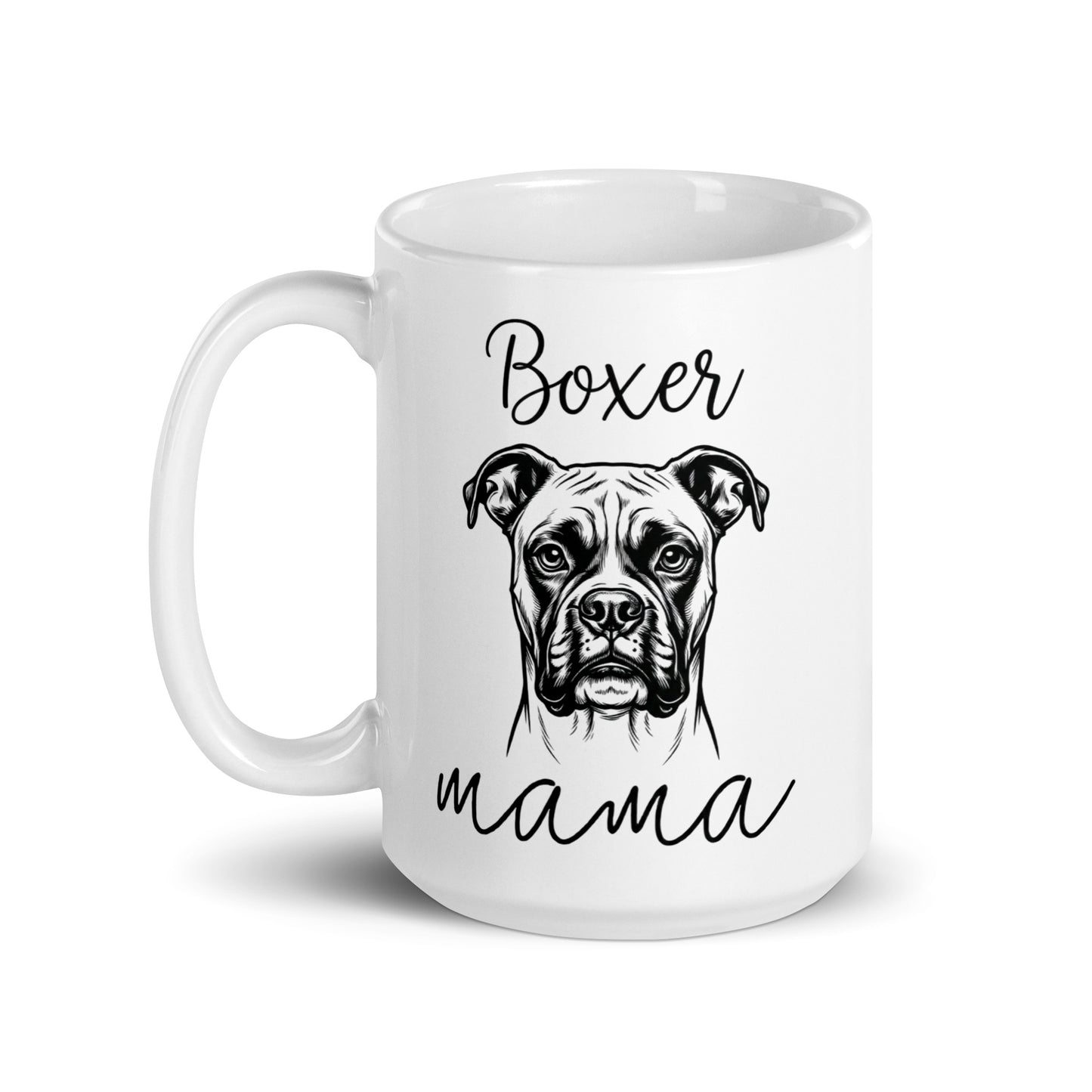 Boxer Mama Mode White Glossy Mug .