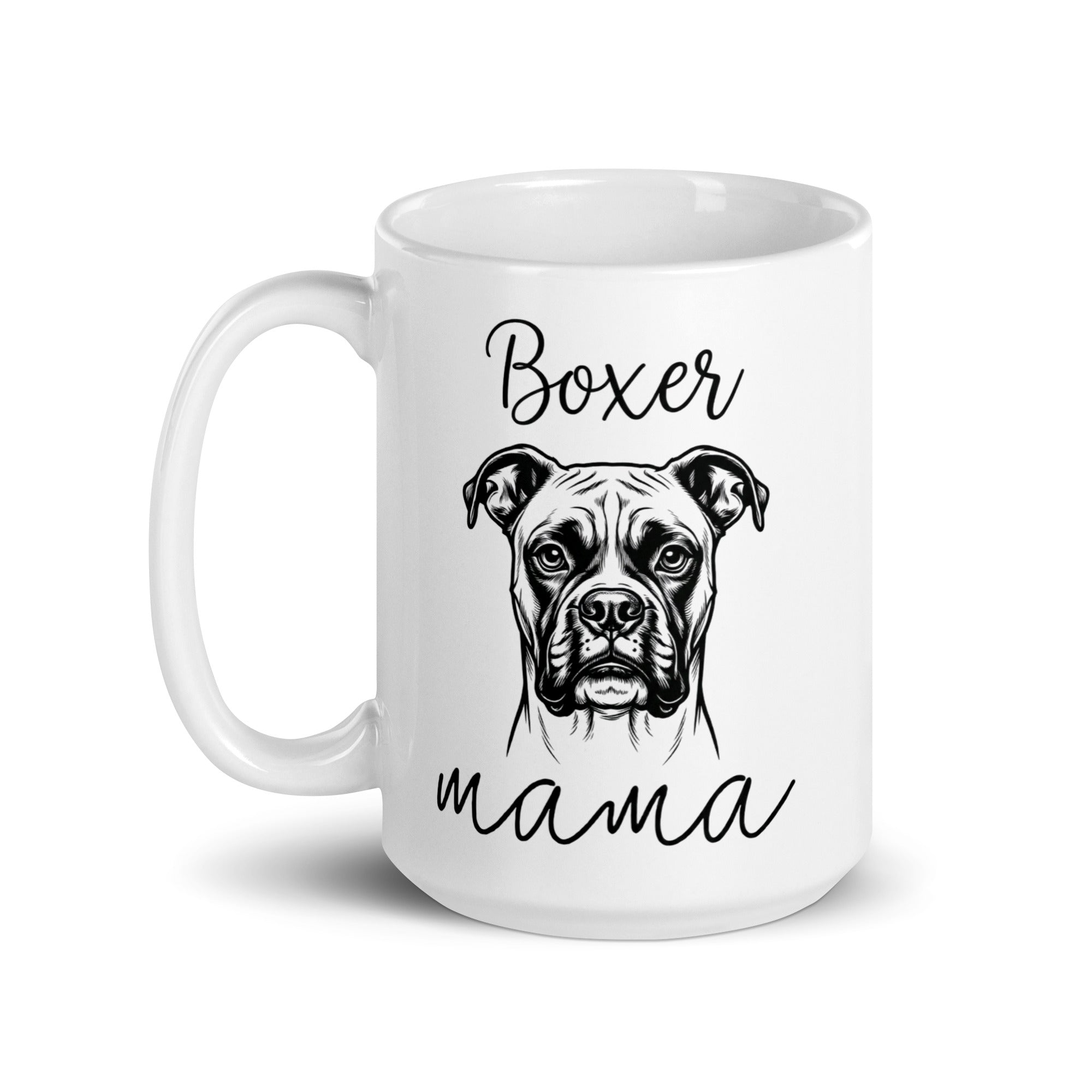 Boxer Mama Mode White Glossy Mug .