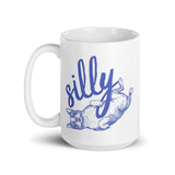 Silly Boston Terrier Dog Upside Down White Glossy Mug .