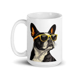 Too Cool Boston Terrier Dog White Glossy Mug .