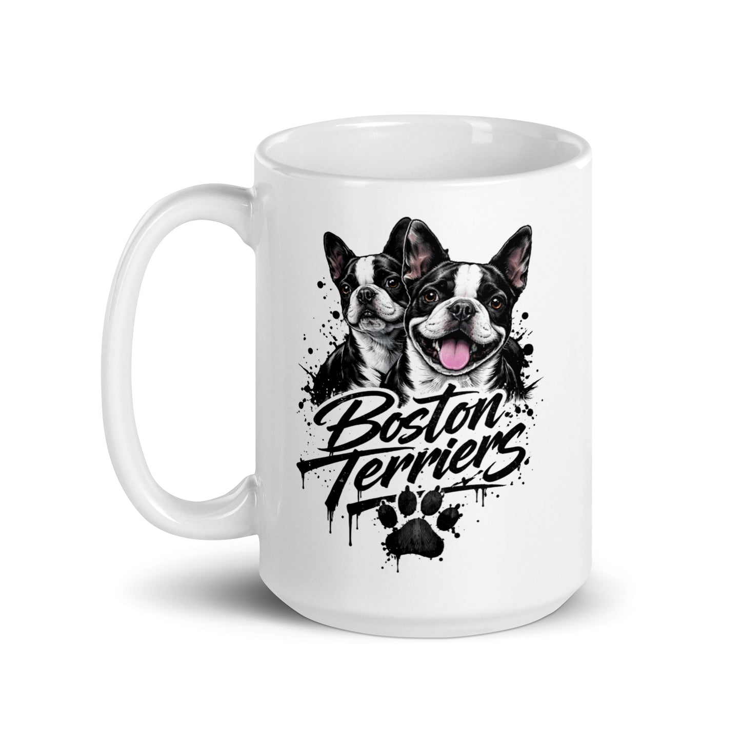 Boston Terriers Graffiti Streetwear White Glossy Mug .
