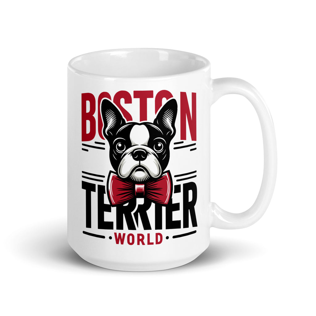 Boston Terrier World White Glossy Mug