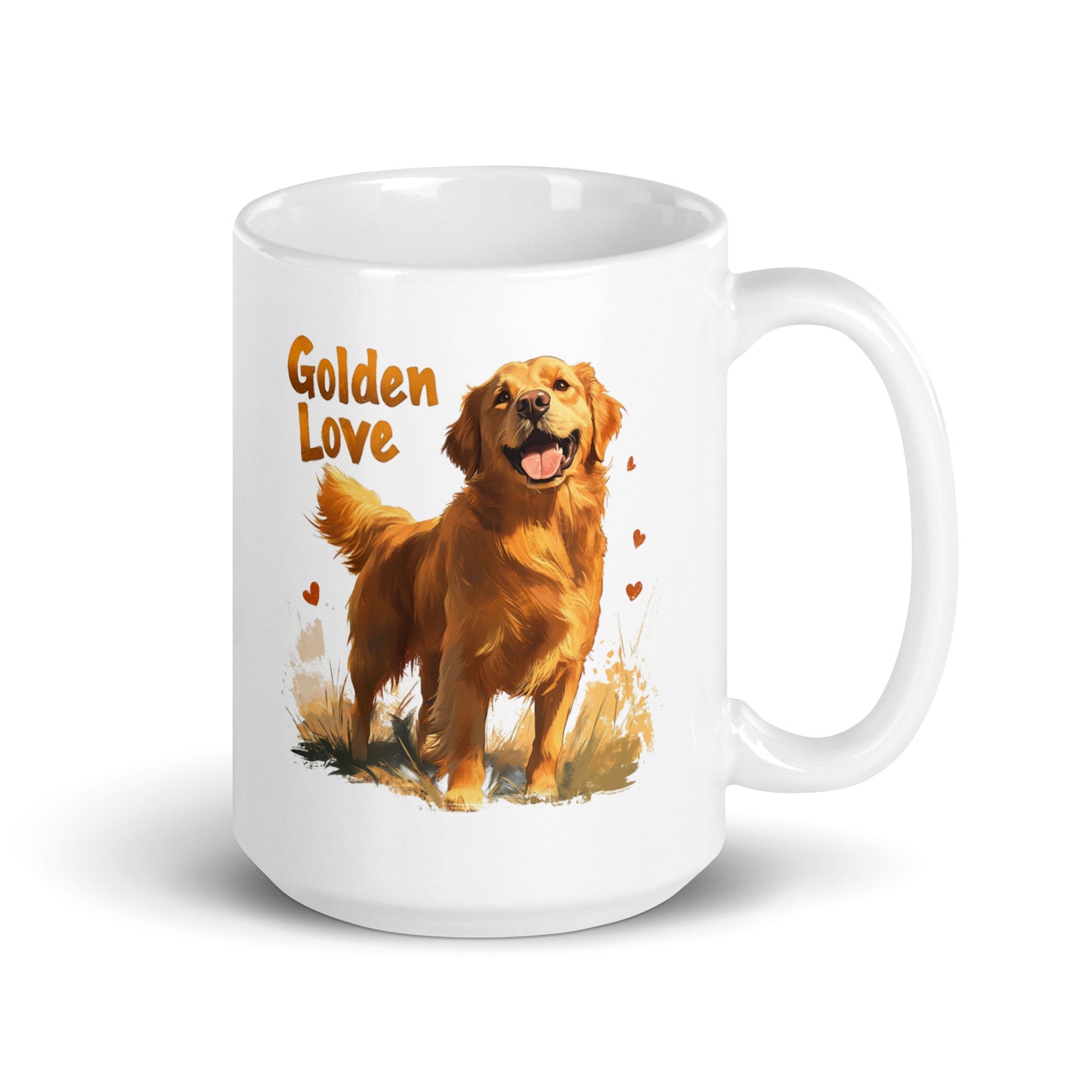 Golden Retriever Love White Glossy Mug