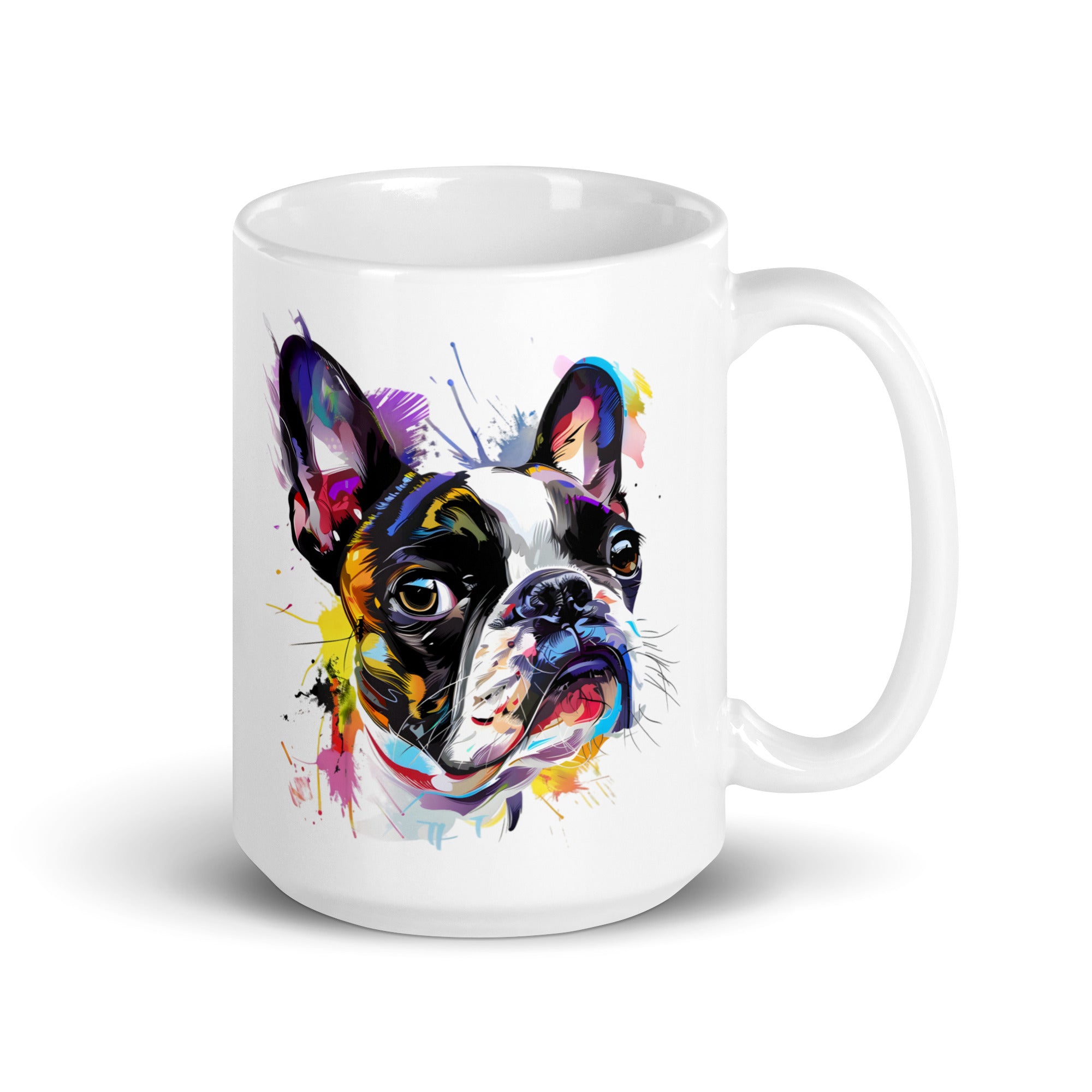 Color Splash Boston Terrier Art Mug . 15 oz