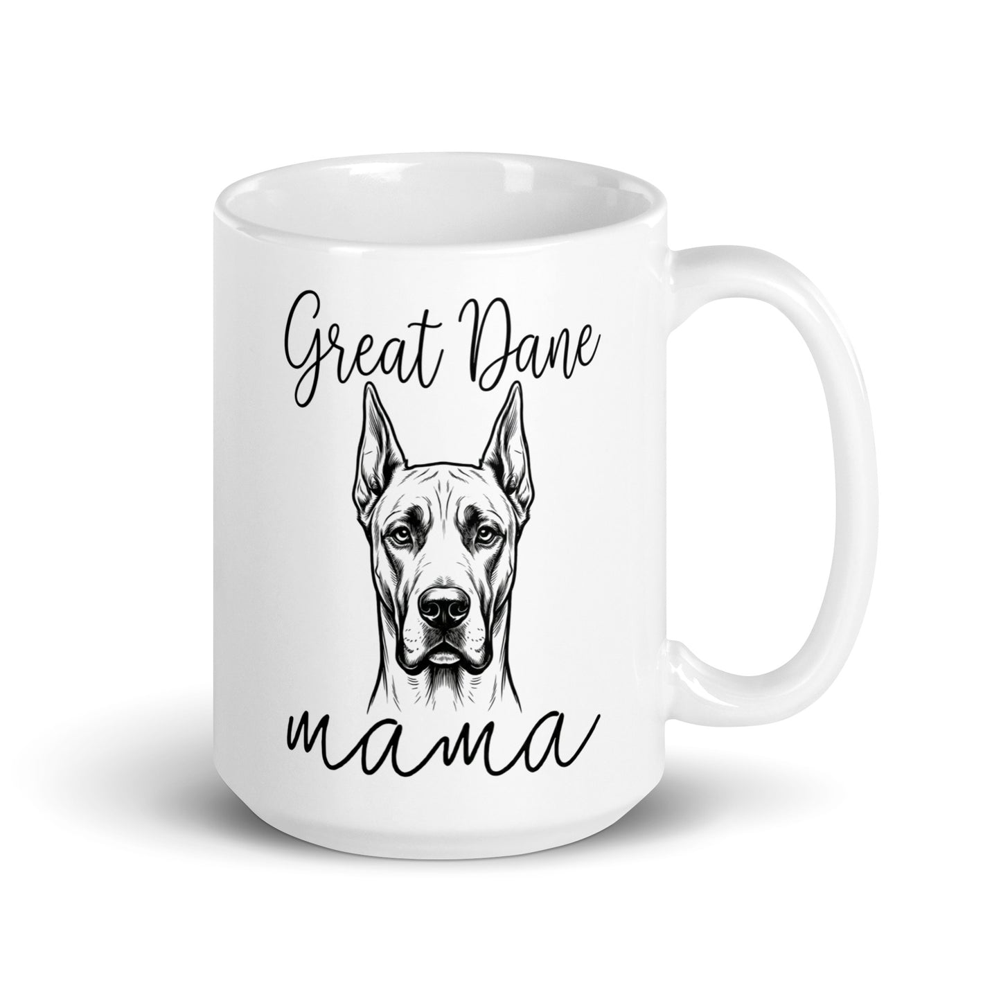 Great Dane Mama Mode White Glossy Mug . 15 oz