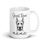 Great Dane Mama Mode White Glossy Mug . 15 oz
