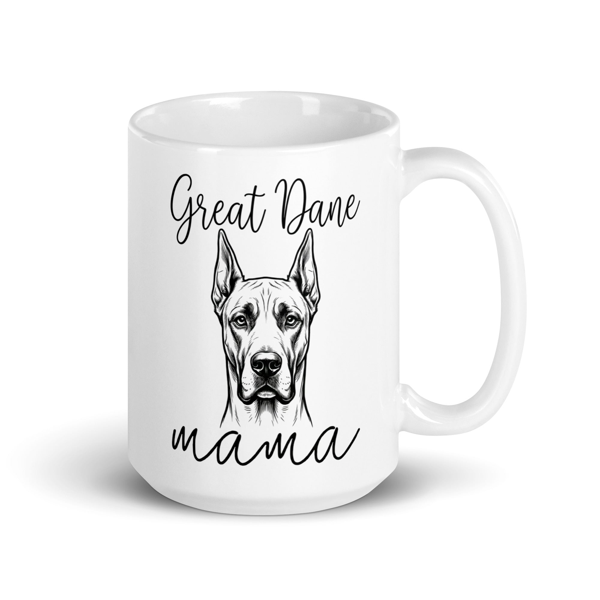 Great Dane Mama Mode White Glossy Mug . 15 oz