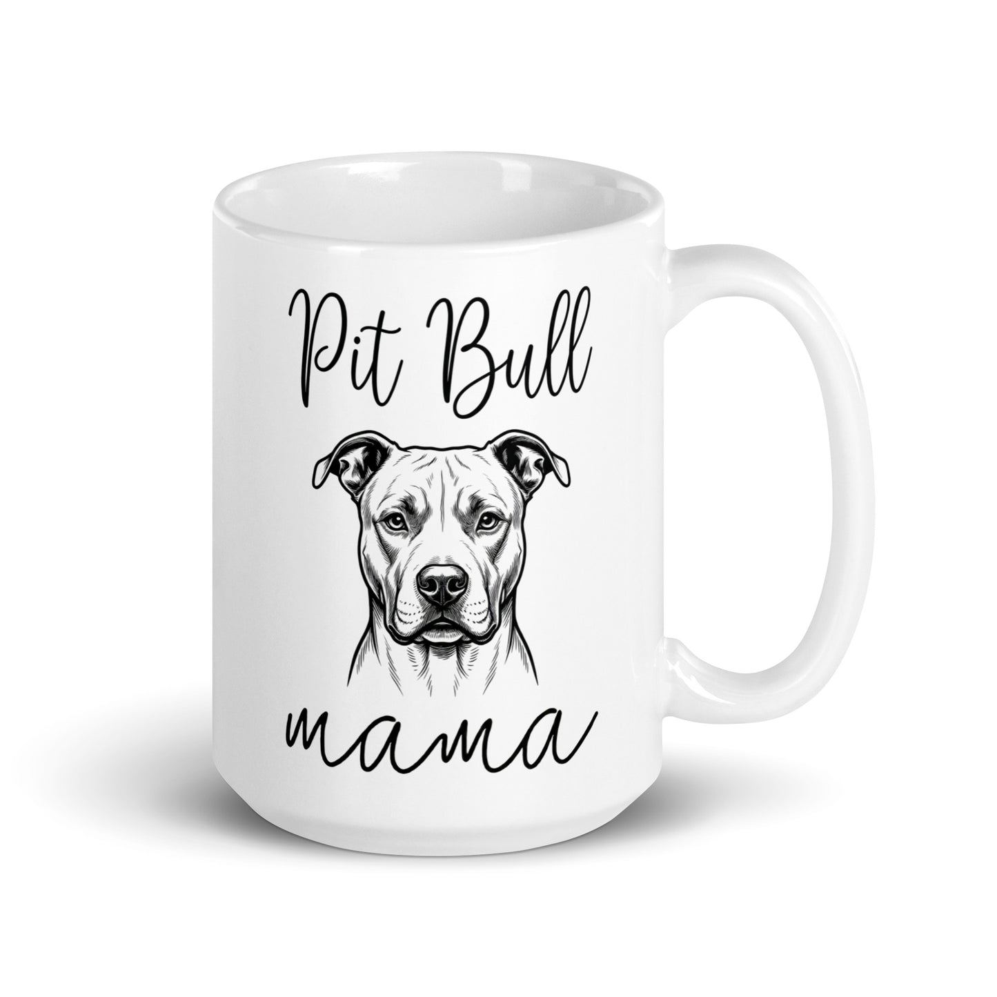 Pit Bull Mama Mode White Glossy Mug . 15 oz
