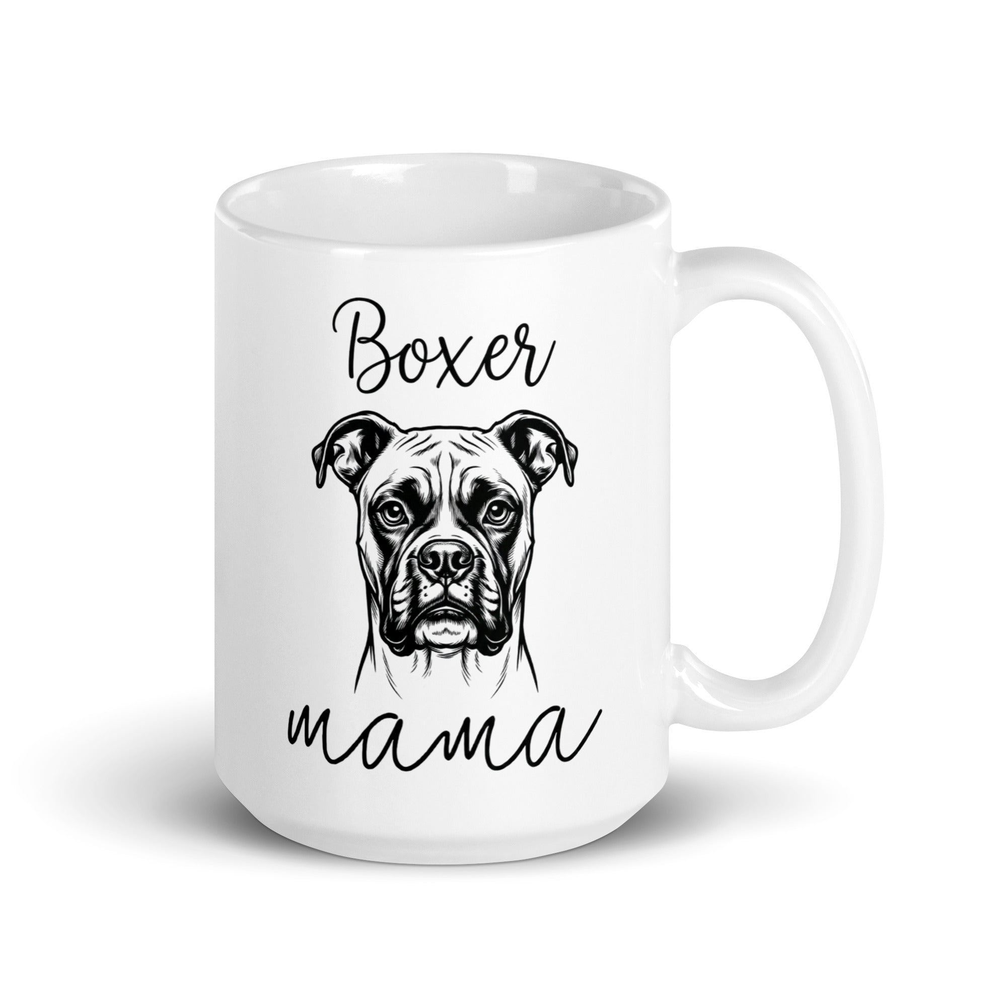 Boxer Mama Mode White Glossy Mug . 15 oz
