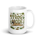 Frog Mode French Bulldog White Glossy Mug . 15 oz