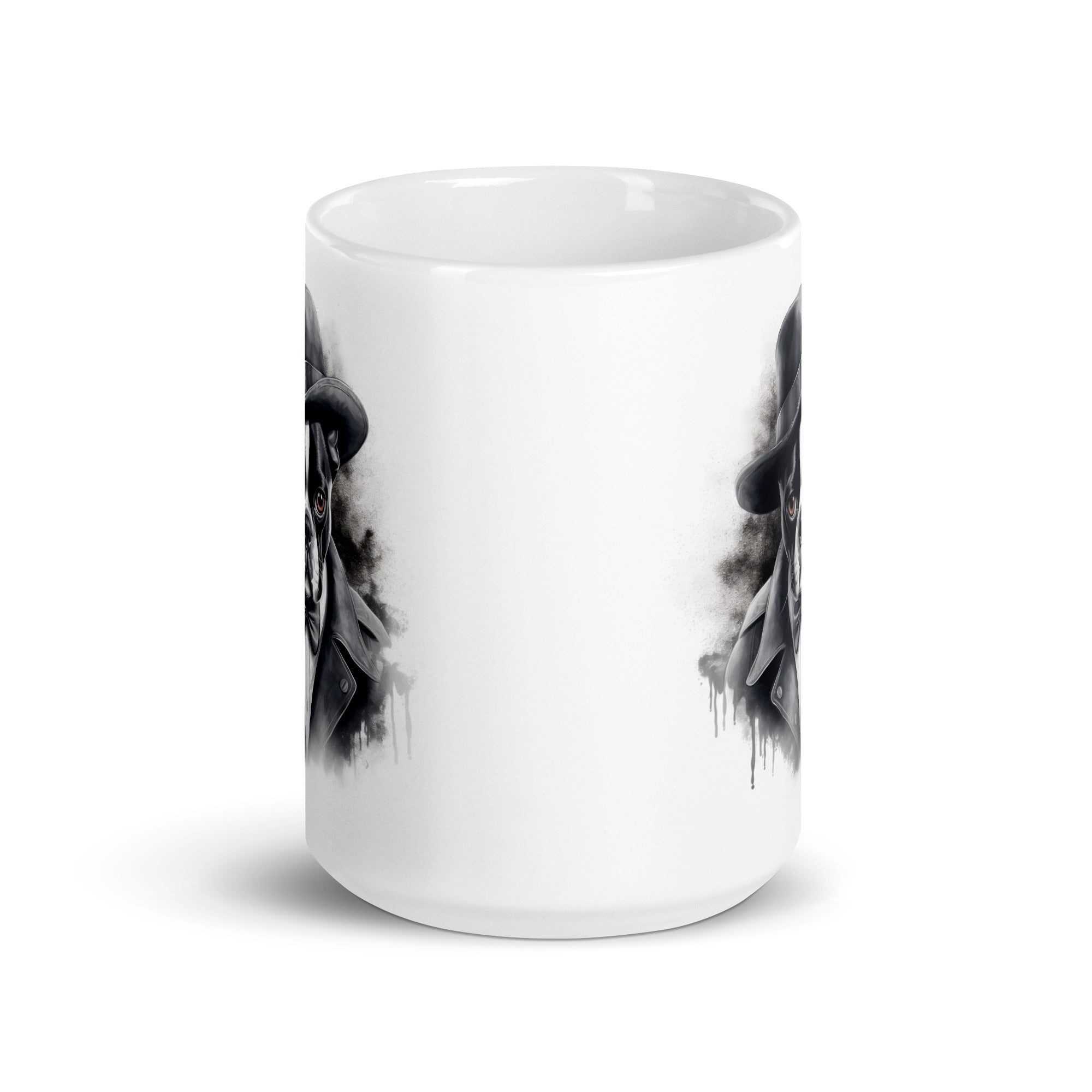 Boston Terrier Gentleman on White Glossy Mug