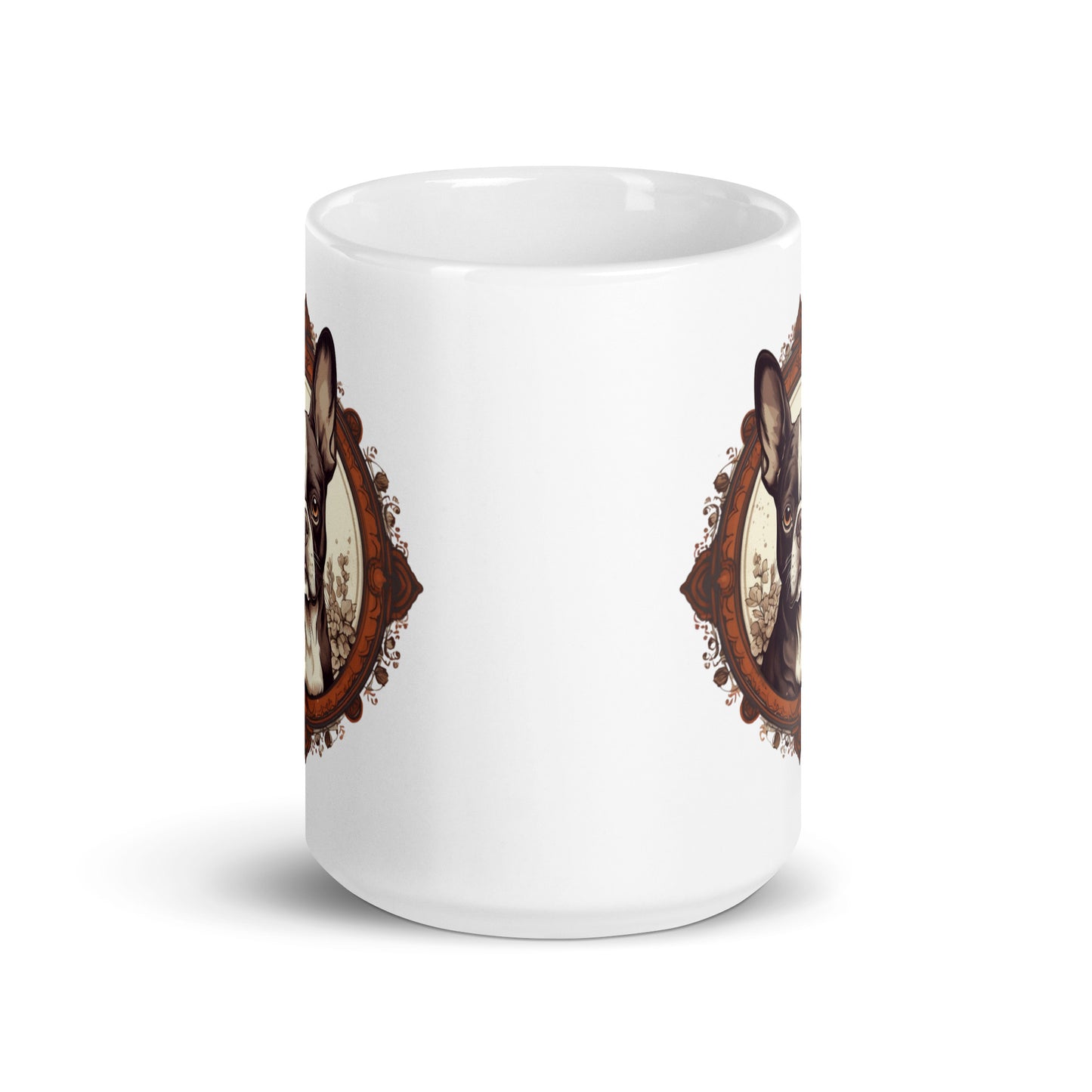 Vintage-Inspired Red Brown Boston Terrier White Glossy Mug