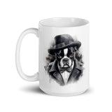 Boston Terrier Gentleman on White Glossy Mug