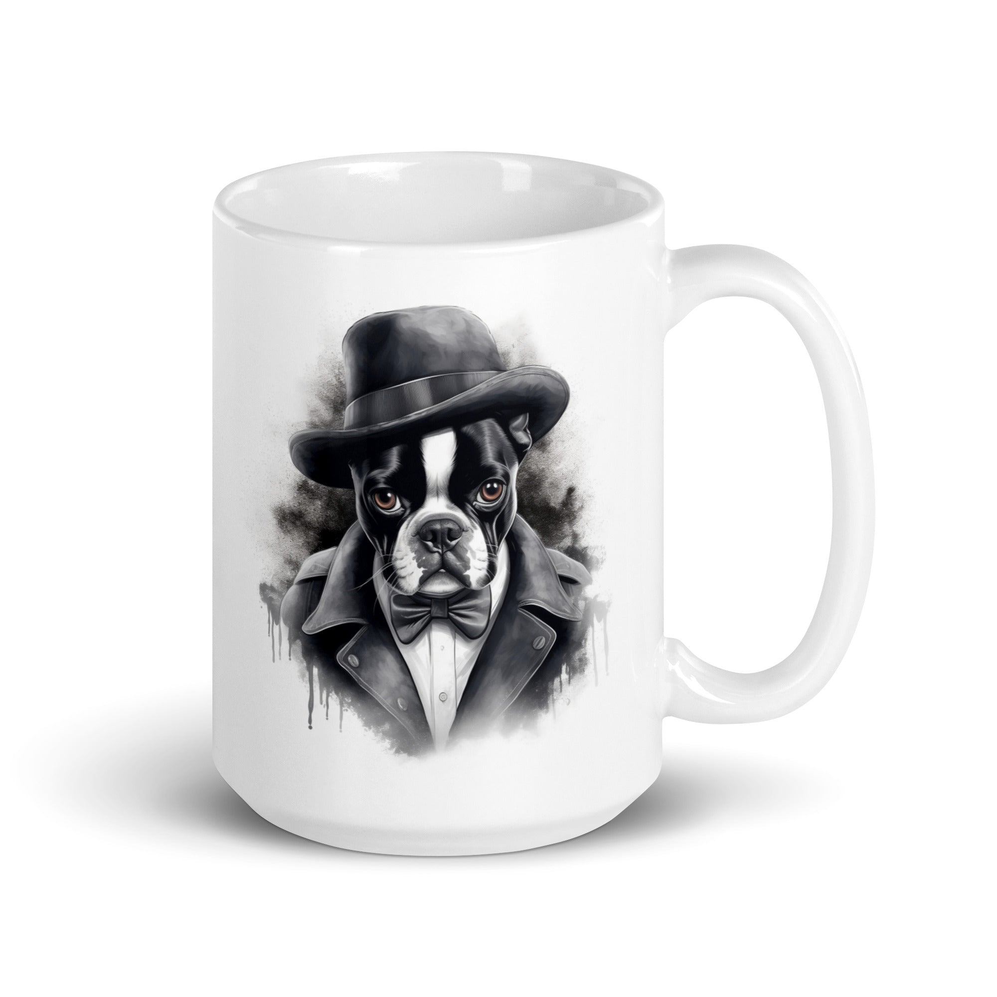 Boston Terrier Gentleman on White Glossy Mug