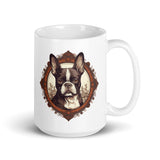 Vintage-Inspired Red Brown Boston Terrier White Glossy Mug