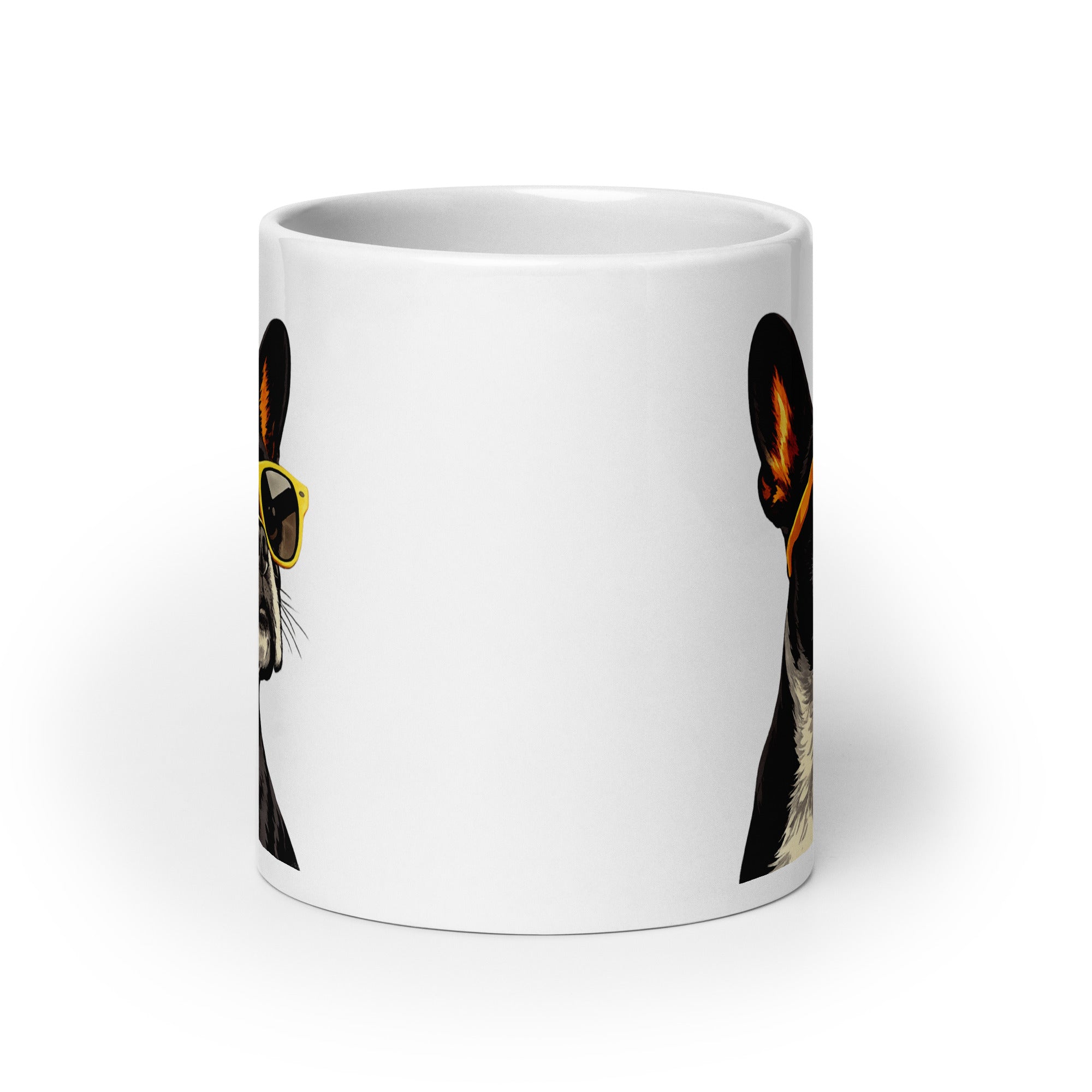 Too Cool Boston Terrier Dog White Glossy Mug .