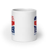 Boston Terrier American Flag White Glossy Mug – 4th of July Patriotic Dog Mug | USA 250th Birthday Mug .