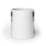 Brindle Boston Terrier Dog White Glossy Mug .