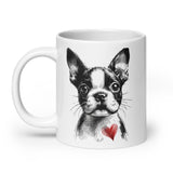 Boston Terrier Heart White Glossy Mug