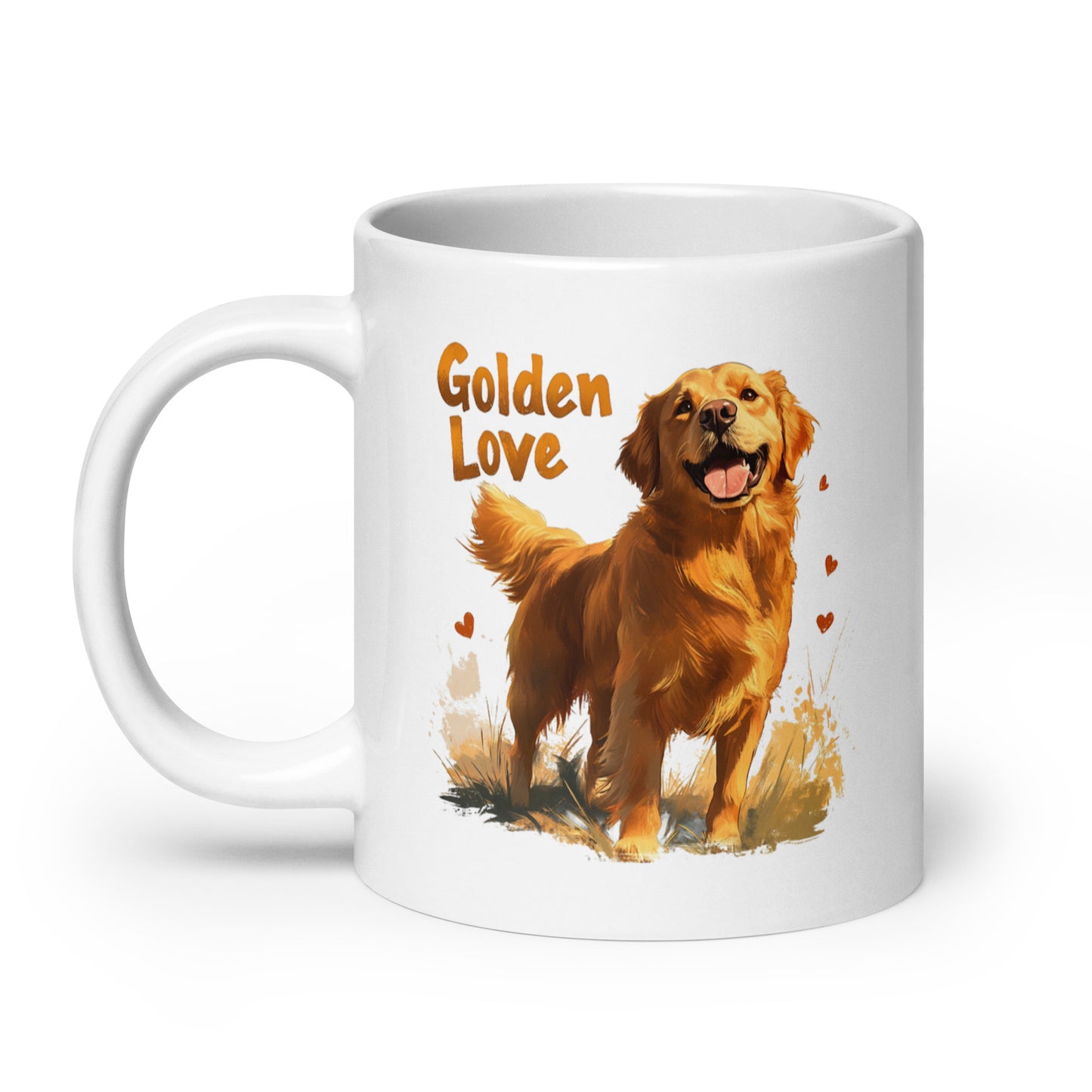 Golden Retriever Love White Glossy Mug