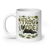 Frog Mode Boston Terrier Dog White Glossy Mug .
