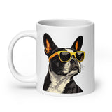 Too Cool Boston Terrier Dog White Glossy Mug .